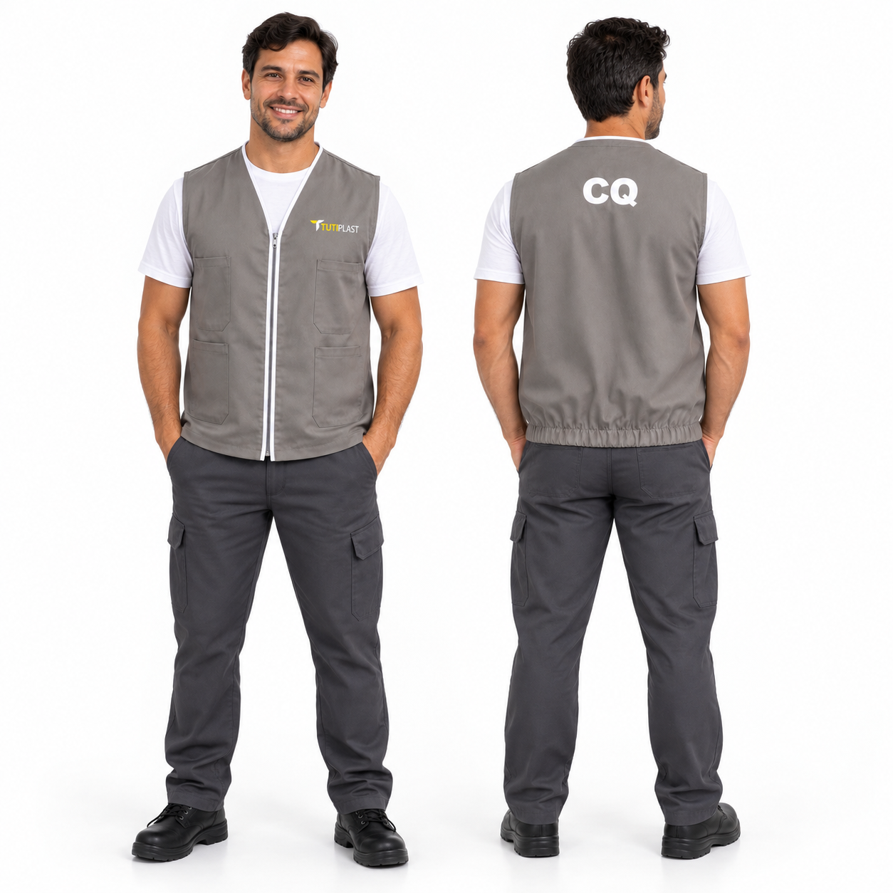 Colete cinza com bolsos